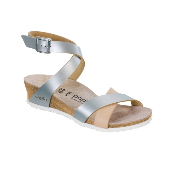 Papillio by Birkenstock Women's  Lola Ankle Strap Wedge Sandals Metallic Sz 36 N - Picture 3 of 16